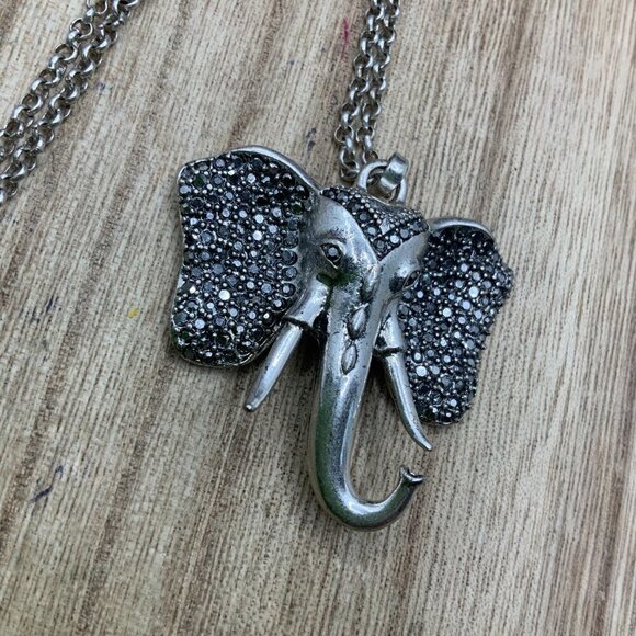 Lucky Brand Silver Tone Elephant Head Pendent Necklace - Picture 4 of 7